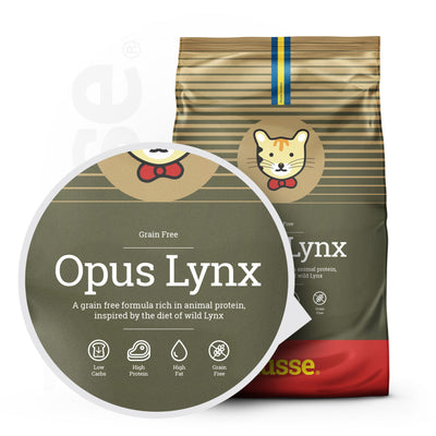 Opus Lynx | 皮膚や胃が敏感な猫のための穀物不使用のドライフード